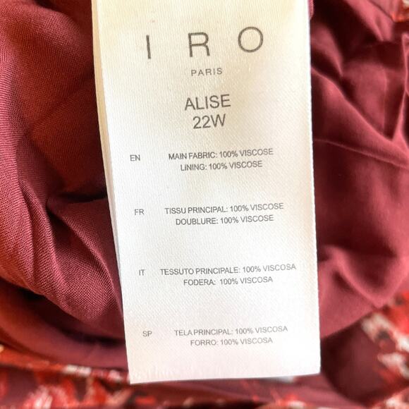 IRO Alise Abstract Print Draped Crepe De Chine Midi Skirt In Burgundy Size 6 New - Picture 12 of 13